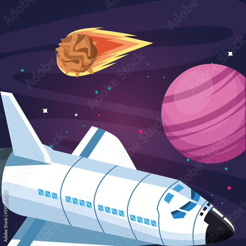 rocketship planet and asteroid galaxy space exploration
