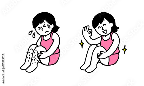 脚を脱毛する女性（シンプル）
