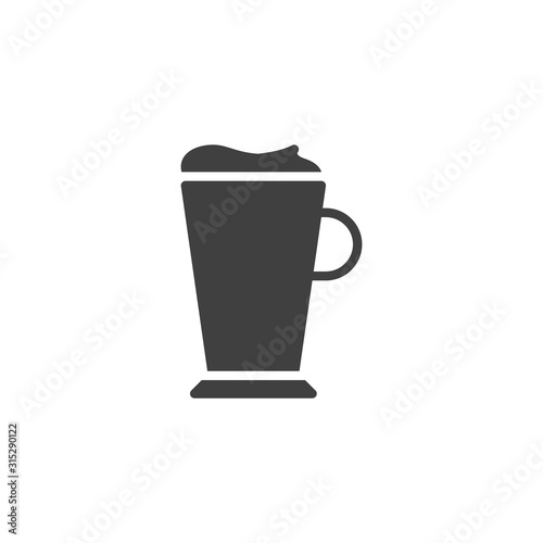 Latte coffee glass vector icon. filled flat sign for mobile concept and web design. Frappe glass glyph icon. Symbol  logo illustration. Vector graphics