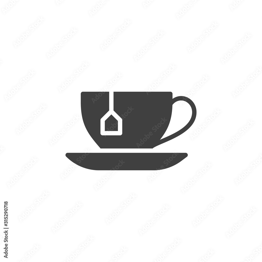 Tea cup with tea bag vector icon. filled flat sign for mobile concept and  web design. Herbal tea cup with saucer glyph icon. Symbol, logo  illustration. Vector graphics Stock Vector | Adobe