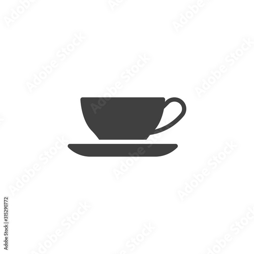 Cup of tea and saucer vector icon. filled flat sign for mobile concept and web design. Coffee cup glyph icon. Symbol, logo illustration. Vector graphics