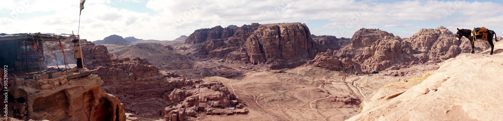 Panoramic View of Petra, Unesco Archeological Site, Jordan,
