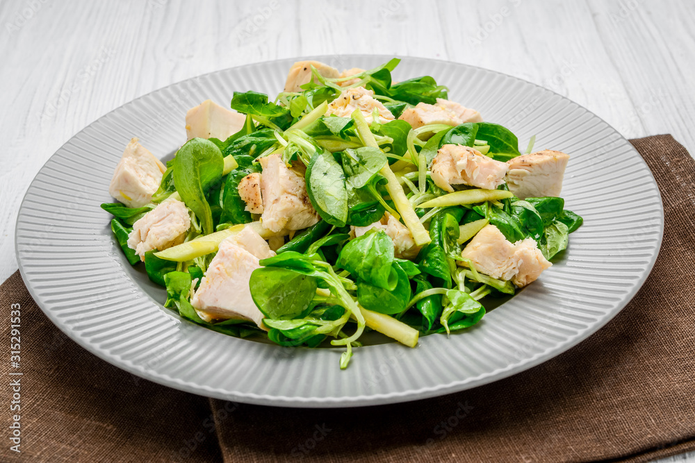 Healthy food, salad with chicken grilled with lettuce Healthy food, salad with chicken grilled with lettuce