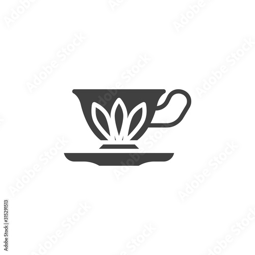 Vintage cup of tea vector icon. filled flat sign for mobile concept and web design. Coffee cup with saucer glyph icon. Cafe symbol, logo illustration. Vector graphics