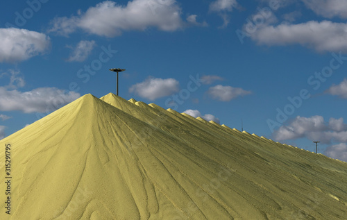 Sulfur piles production and storage photo