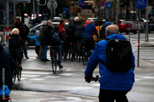 Group of bikers riding in the city