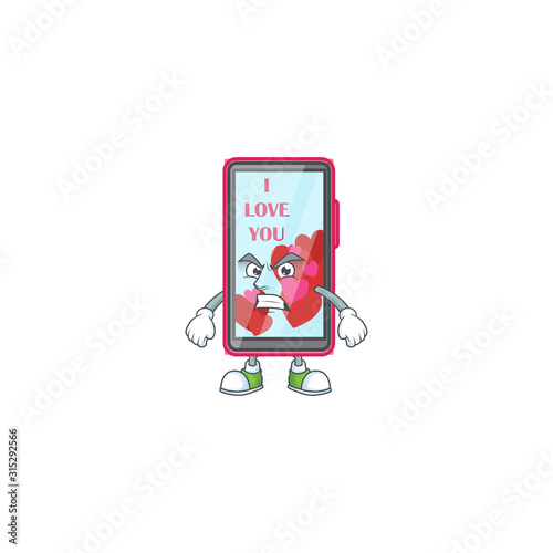 cartoon character of smartphone love with angry face