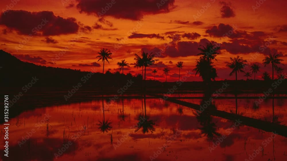 4K UHD Cinemagraph of rain drops falling in the still water below a red sunset sky on an island in Indonesia. 4K UHD Cinemagraph of rain drops falling in the still water below a red sunset sky on an island in Indonesia.