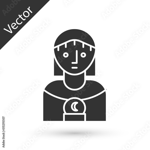 Grey Astrology woman icon isolated on white background. Vector Illustration