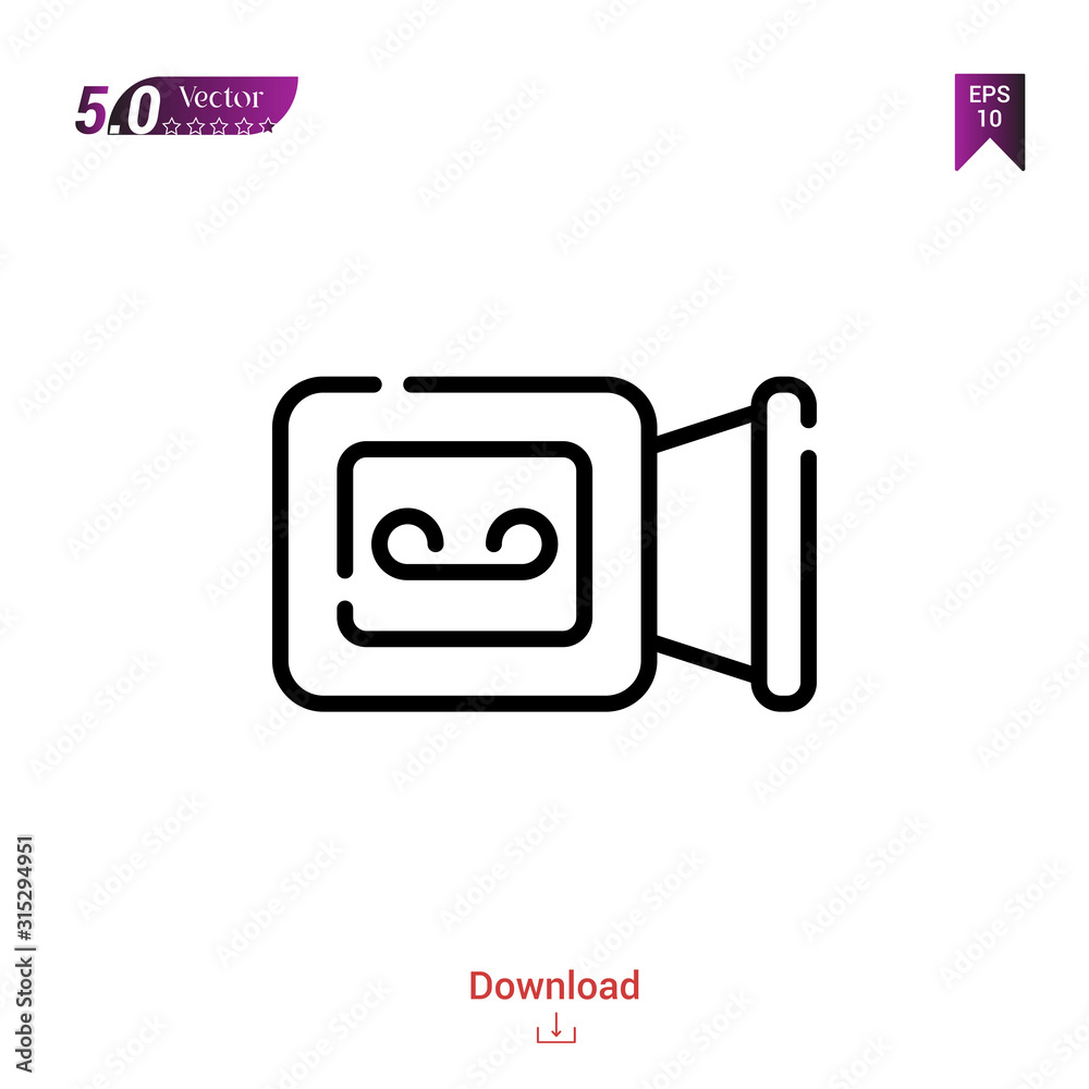 Outline video-recorder icon vector isolated on white background. Graphic design, camera-interface icons, mobile application, logo, user interface. UI / UX design. EPS 10 format vector Outline video-recorder icon vector isolated on white background. Graphic design, camera-interface icons, mobile application, logo, user interface. UI / UX design. EPS 10 format vector