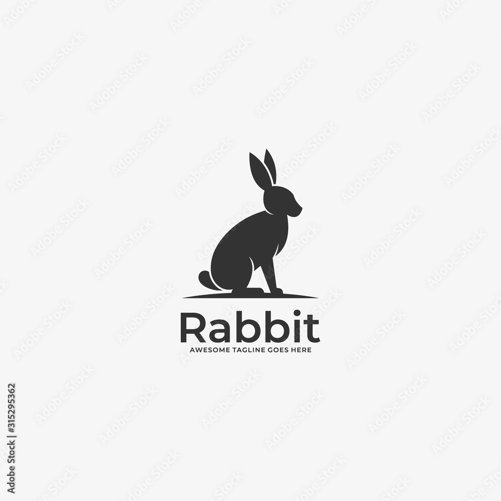 Fototapeta premium Vector Logo Illustration Sitting Rabbit Silhouette Style