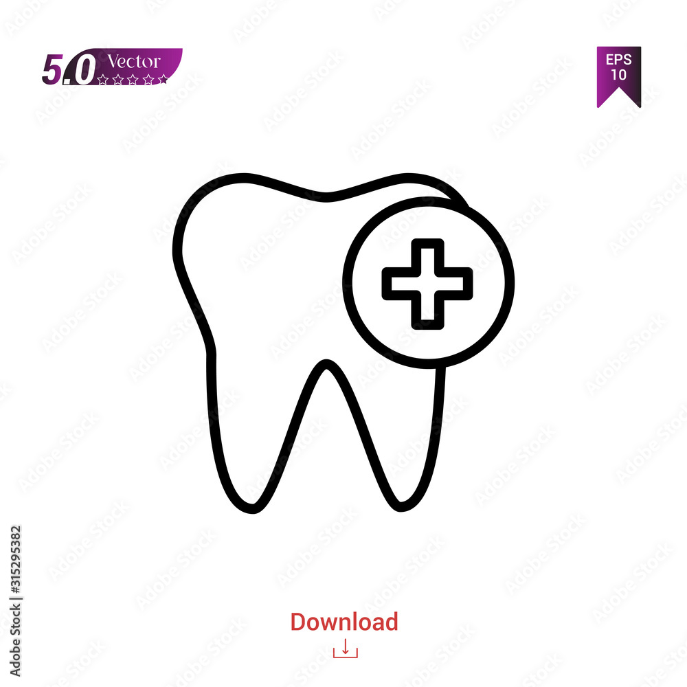 Outline tooth icon. tooth icon vector isolated on white background. Graphic design, material-design, healthcare icons, mobile application, logo, user interface. EPS 10 format vector Outline tooth icon. tooth icon vector isolated on white background. Graphic design, material-design, healthcare icons, mobile application, logo, user interface. EPS 10 format vector