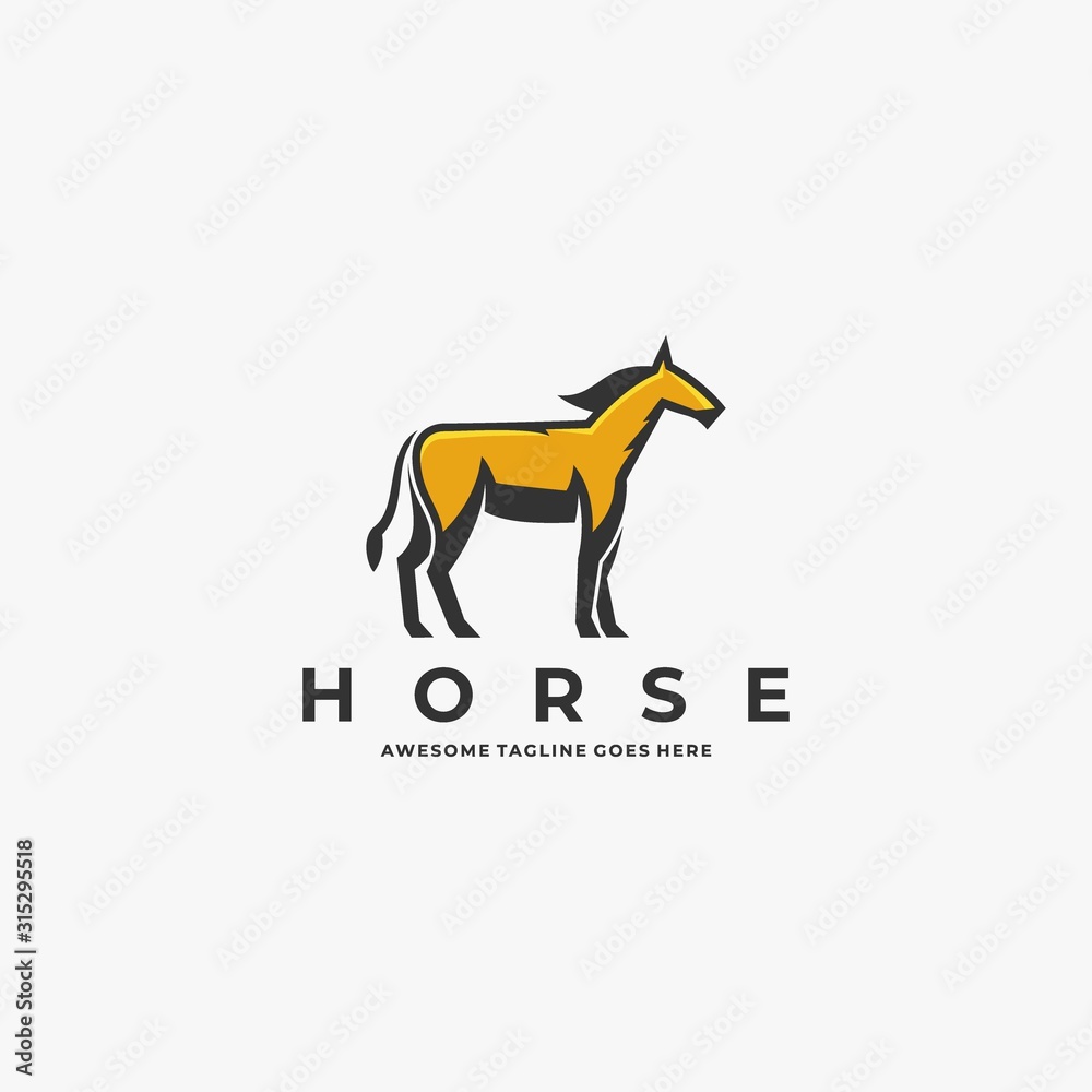 Vector Logo Illustration Horse Pose Mascot Horse Mascot Cartoon