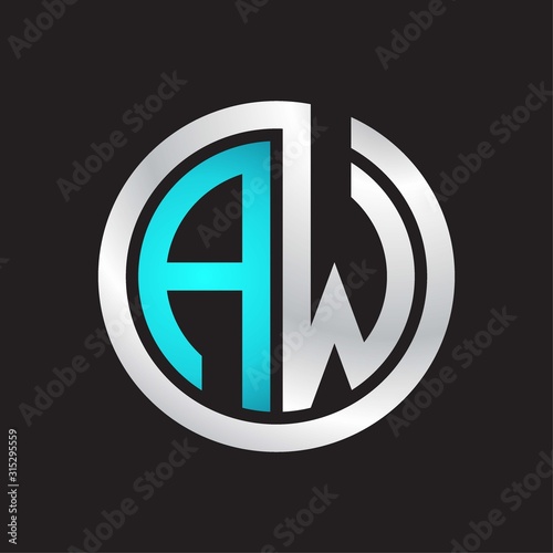AW Initial logo linked circle monogram