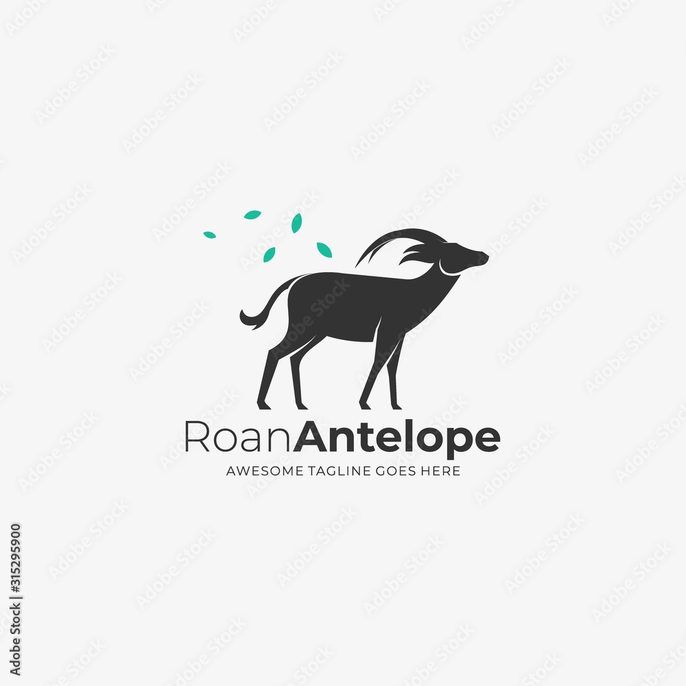 Vector Logo Illustration Roan Antelope Silhouette Style