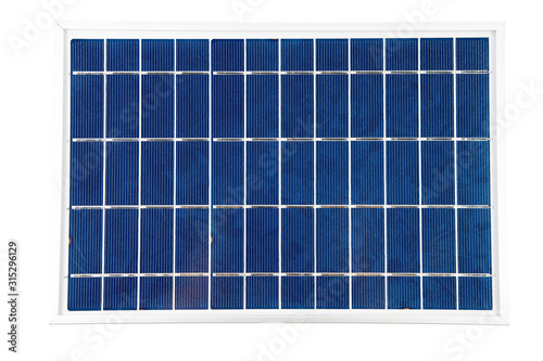 Top view Small portable Solar Cell Panel Power Module for Mini Charging System or LED Spotlight on white background.