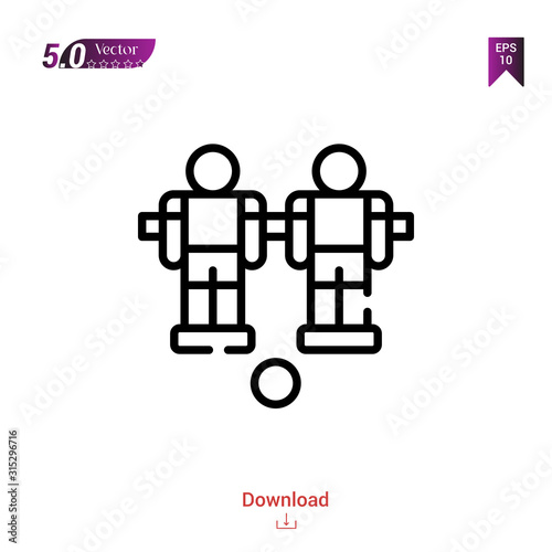 Outline  table-football icon  vector isolated on white background. Graphic design, camera-interface icons,  mobile application, logo, user interface.  UI / UX design. EPS 10 format vector
