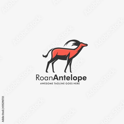 Vector Logo Illustration Roan Antelope Mascot Cartoon