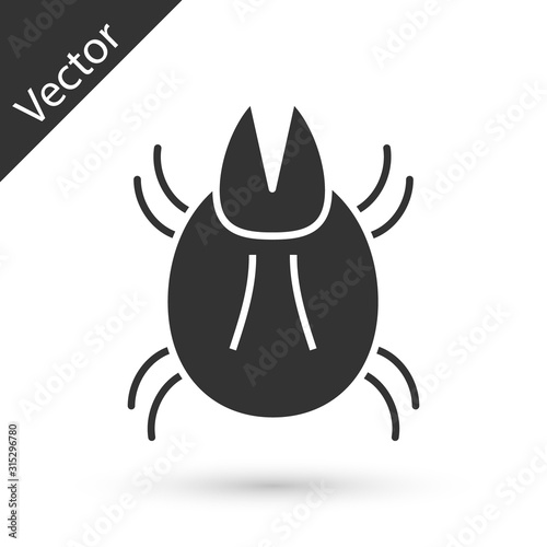 Grey Parasite mite icon isolated on white background. Vector Illustration