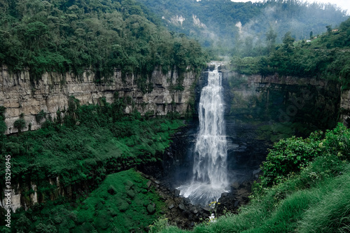 Salto del Tequendama - a waterfall on the Bogotá River in Colombia. Beautiful cascading, very long waterfall in the canyon.