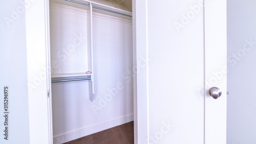 Panorama Empty clothing cupboard or wardrobe bright interior
