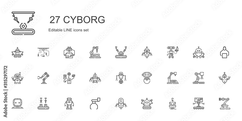cyborg icons set cyborg icons set