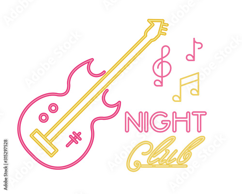 electric guitar with night club lettering