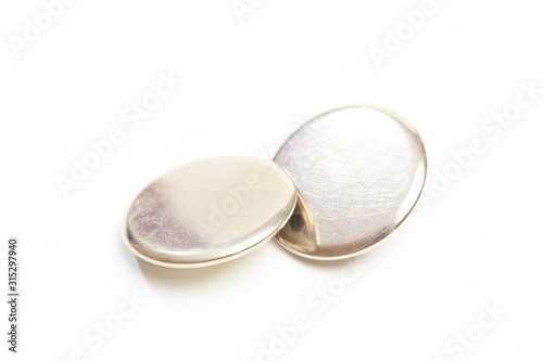 Buttons for clothes on white background using for concept of Button Day. - Image