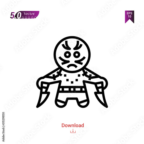 Outline superhero icon vector isolated on white background. Graphic design, material-design, superhero avatar icons, mobile application, logo, user interface. EPS 10 format vector