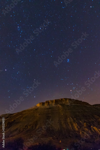Starry sky in the mountains of Cappadocia in Turkey