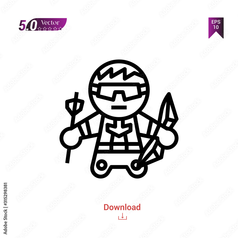 Outline superhero icon vector isolated on white background. Graphic design, material-design, superhero avatar icons, mobile application, logo, user interface. EPS 10 format vector