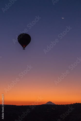 Air balloon on background sunrise in Cappadocia in Turkey © Bohdan