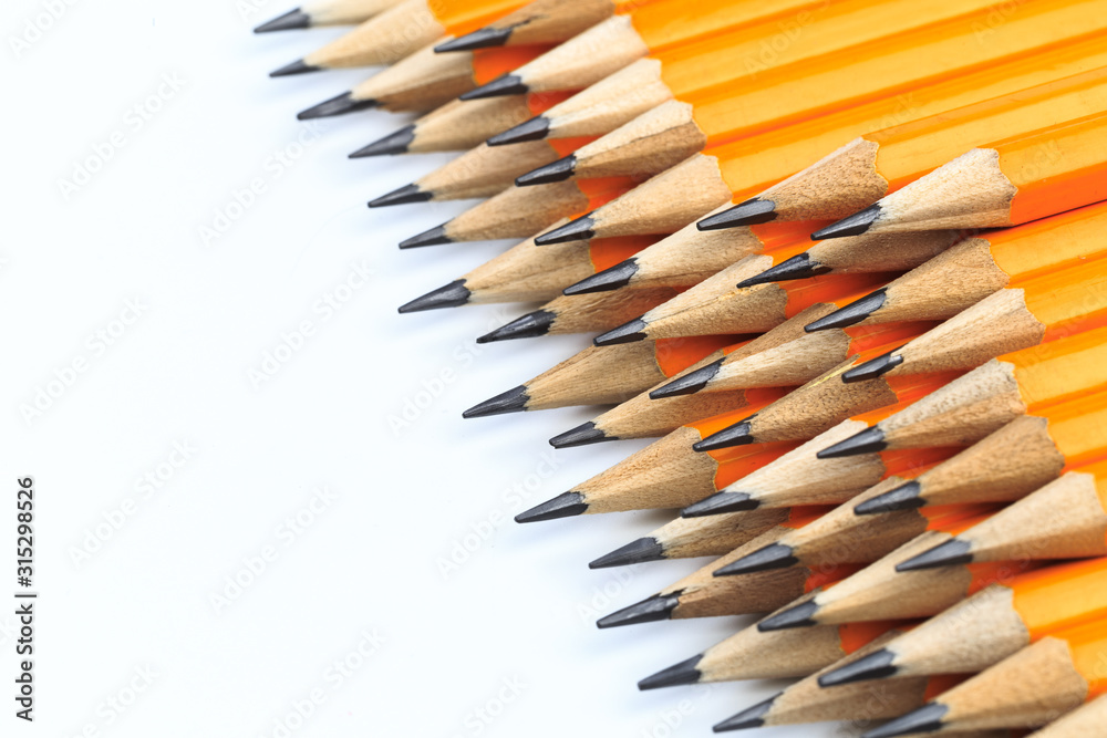 Bunch of yellow pencils isolated on white - Image Bunch of yellow pencils isolated on white - Image
