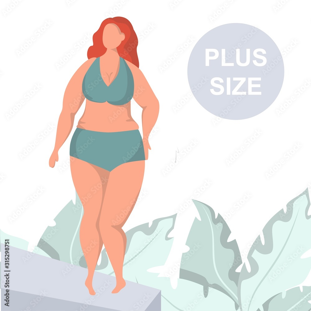 Sexy plus size woman demonstrating lingerie underwear on podium. Plus size  model in runway fashion show. Stock Vector | Adobe Stock