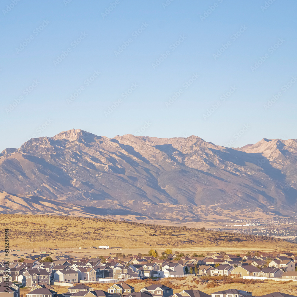 Square Picturesque Utah valley with lots of houses Square Picturesque Utah valley with lots of houses