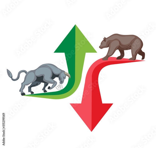 bear and bull stock market concept vector
