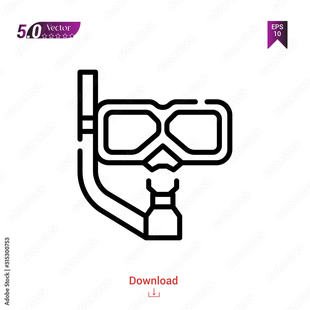 Outline snorkeling icon. snorkeling icon vector isolated on white background. Graphic design, camera-interface icons, mobile application, logo, user interface. UI / UX design. EPS 10 format vector Outline snorkeling icon. snorkeling icon vector isolated on white background. Graphic design, camera-interface icons, mobile application, logo, user interface. UI / UX design. EPS 10 format vector