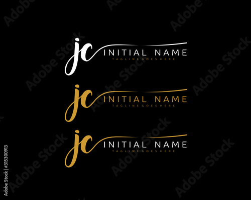 J C JC Initial handwriting logo vector. Hand lettering for designs.