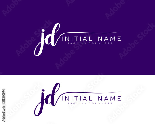 J D JD Initial handwriting logo vector. Hand lettering for designs.