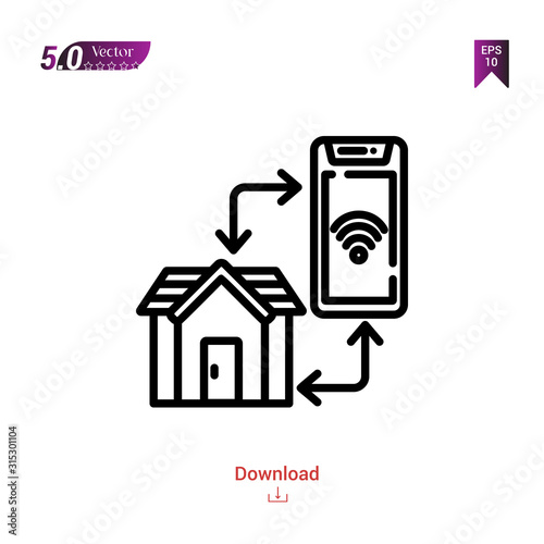 Outline smart-home icon. smart-home icon vector isolated on white background. Graphic design, material-design,smart-home icons mobile application, logo, user interface. EPS 10 format vector