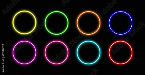 Circle neon.Circle neon vector.Circle  neon icon photo