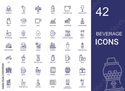 beverage icons set