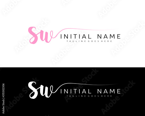 S W SW Initial handwriting logo vector. Hand lettering for designs.