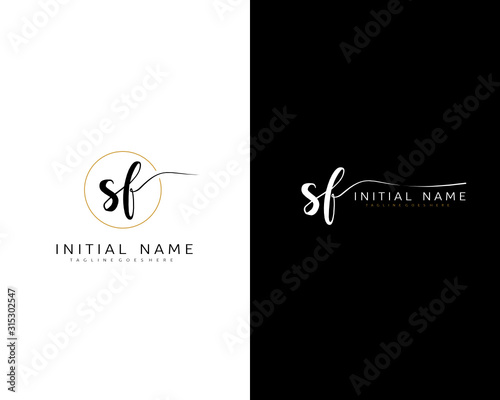 S F SF Initial handwriting logo vector. Hand lettering for designs.