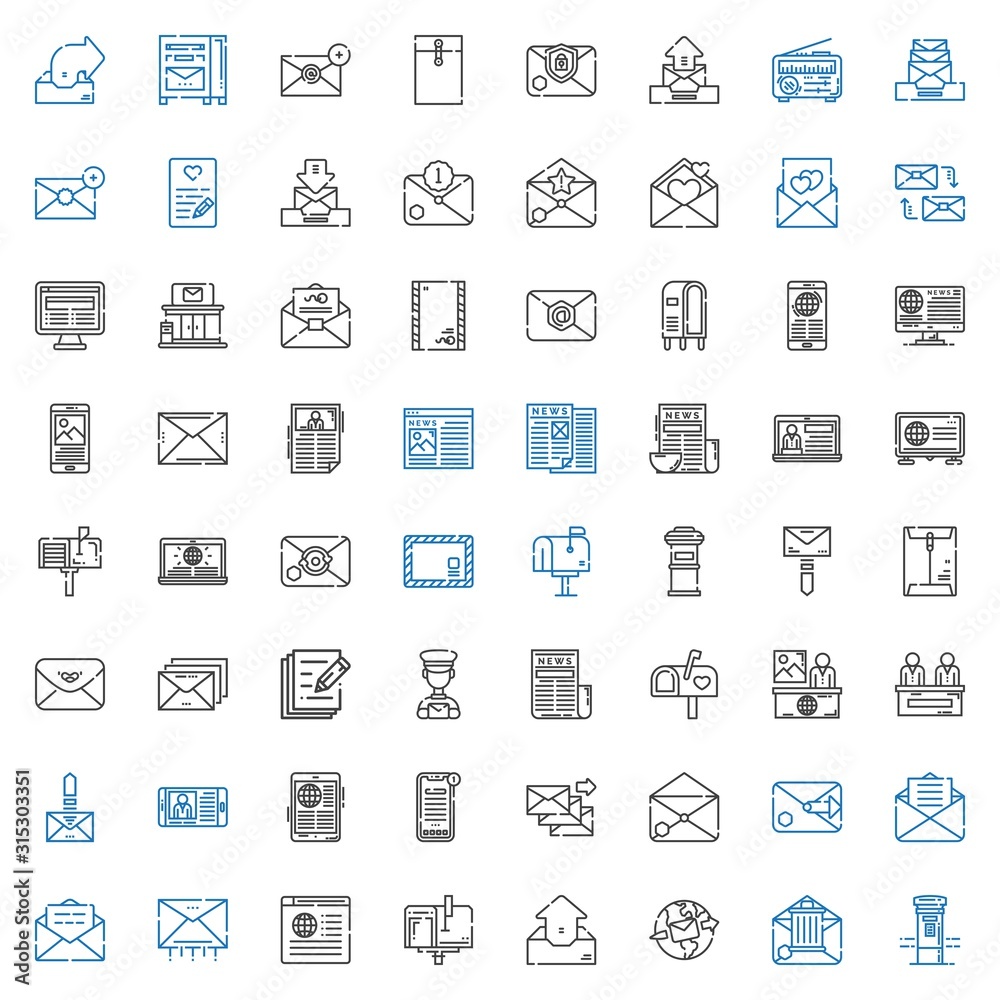 correspondence icons set correspondence icons set
