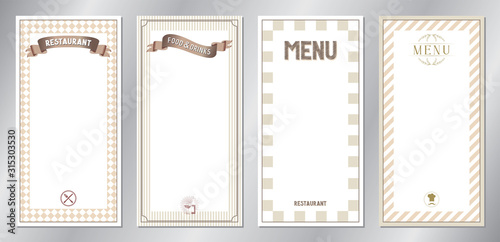 Brown classic, retro, vintage restaurant menu templates - 20x40 cm