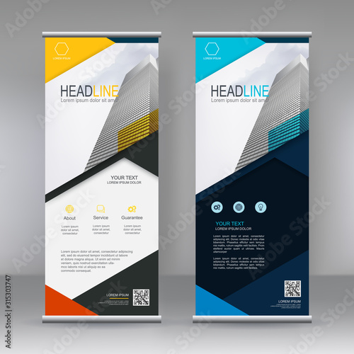 Vertical banner stand template design. can use for brochure flyer, covers ,infographics ,vector abstract geometric background, modern x-banner and flag-banner advertising design element