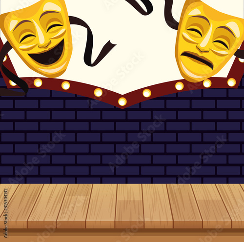theatrical masks billboard stand up comedy show