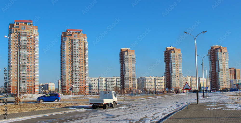 A number of new homes on the street Khabarovsk