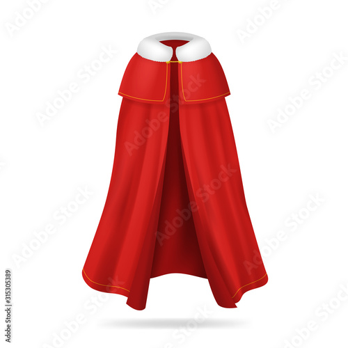 Realistic Detailed 3d Red Cape King. Vector